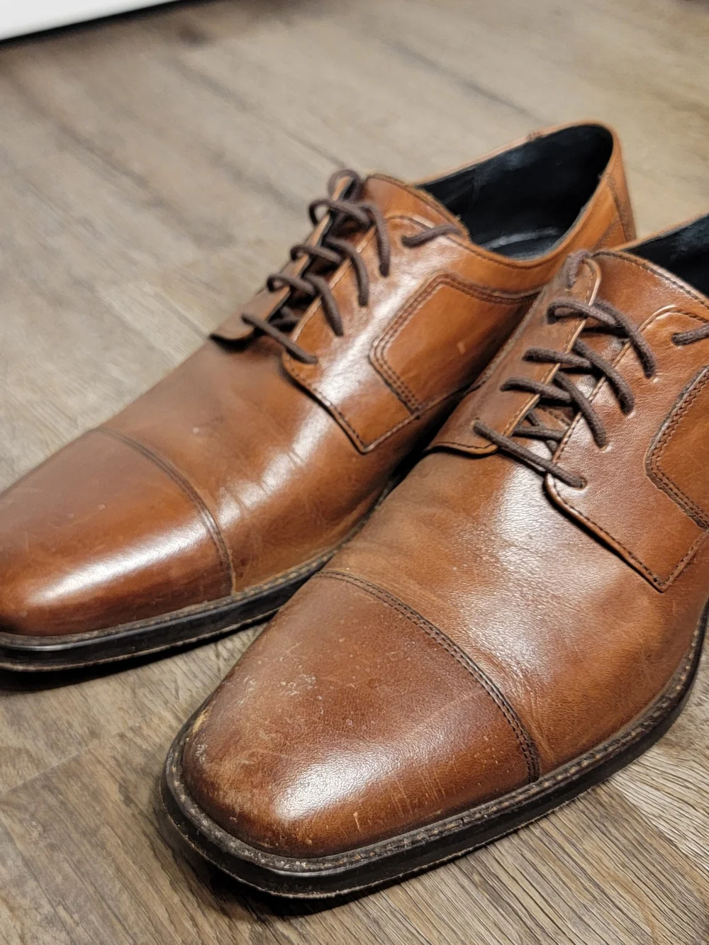 Johnston & Murphy Brown Leather Cap-Toe Derby Oxfords